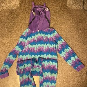 Fortnite pjs, size 10/12 purple & blue